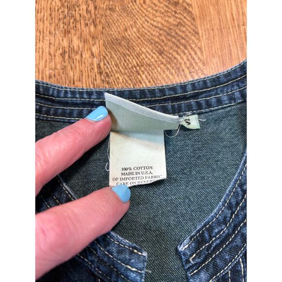 Hot Cotton by Marc Ware Denim Tunic Blouse Jacket Women’s Sz S  Snap Front - Picture 5 of 8